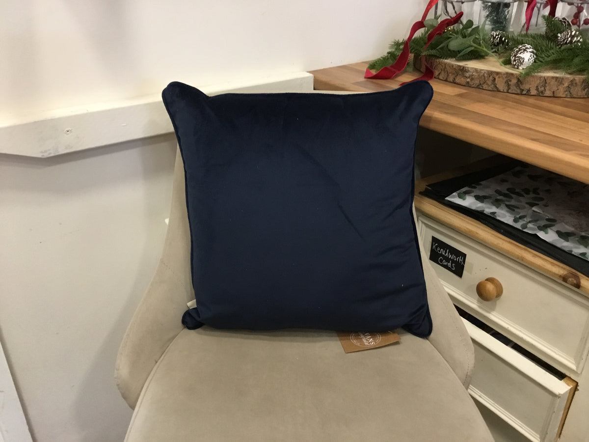 Blue winter fawns cushion.