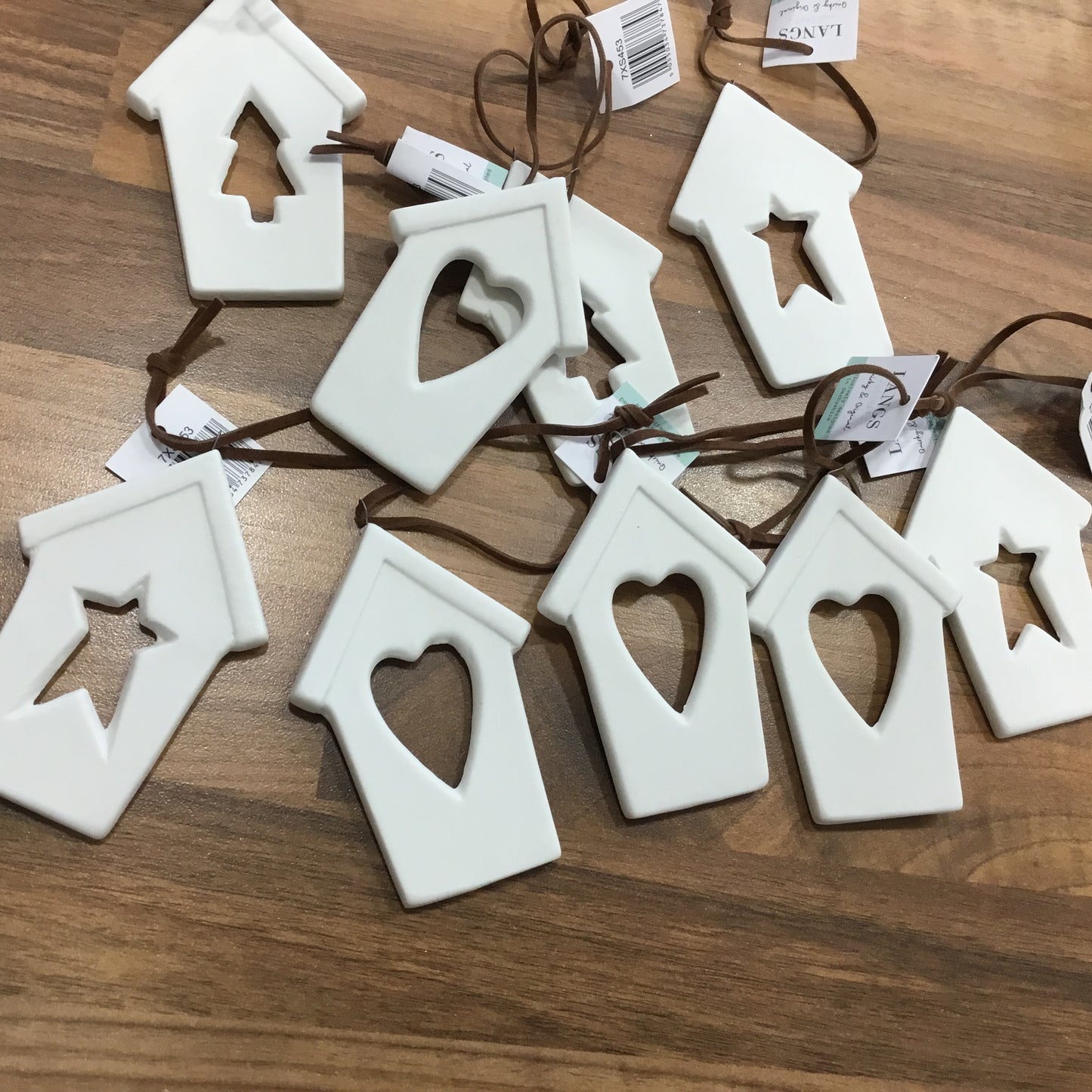 Ceramic Christmas houses hangers tree, star and heart