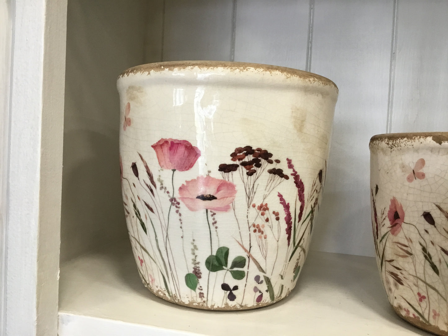 Vintage style poppy planter