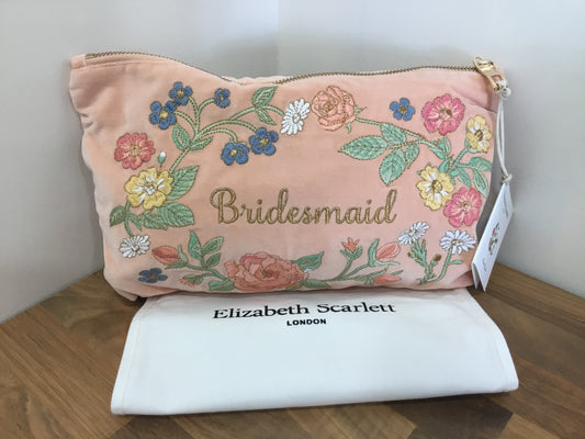 Floral Bridesmaid Pink Sand velvet everyday pouch by Elizabeth Scarlett
