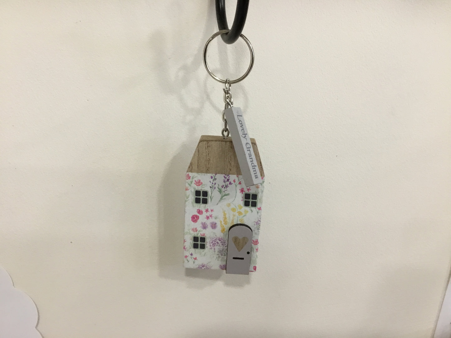 Wooden cottage keyring