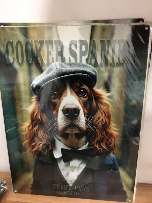 Cocker Spaniel Peaky Blinders metal sign