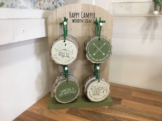 Wooden camping sign