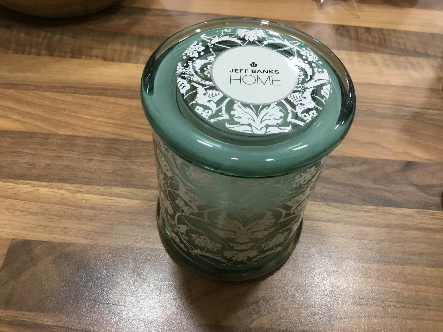 Jacquard Sage Green glass candle