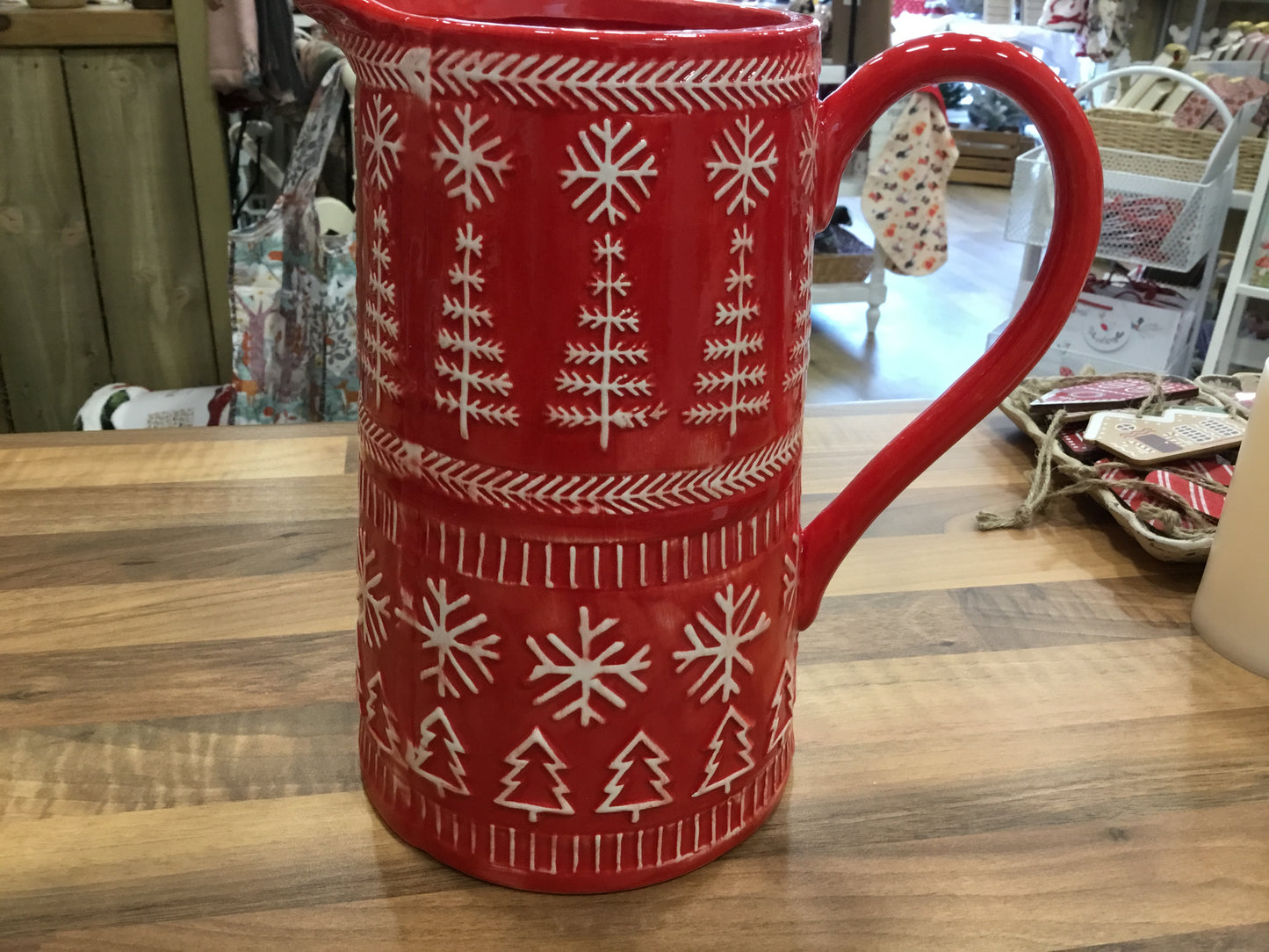 Large red ceramic jug