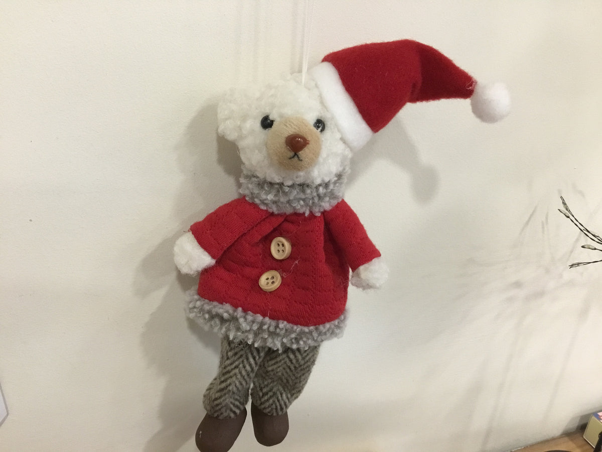 Hanging white Santa Bear