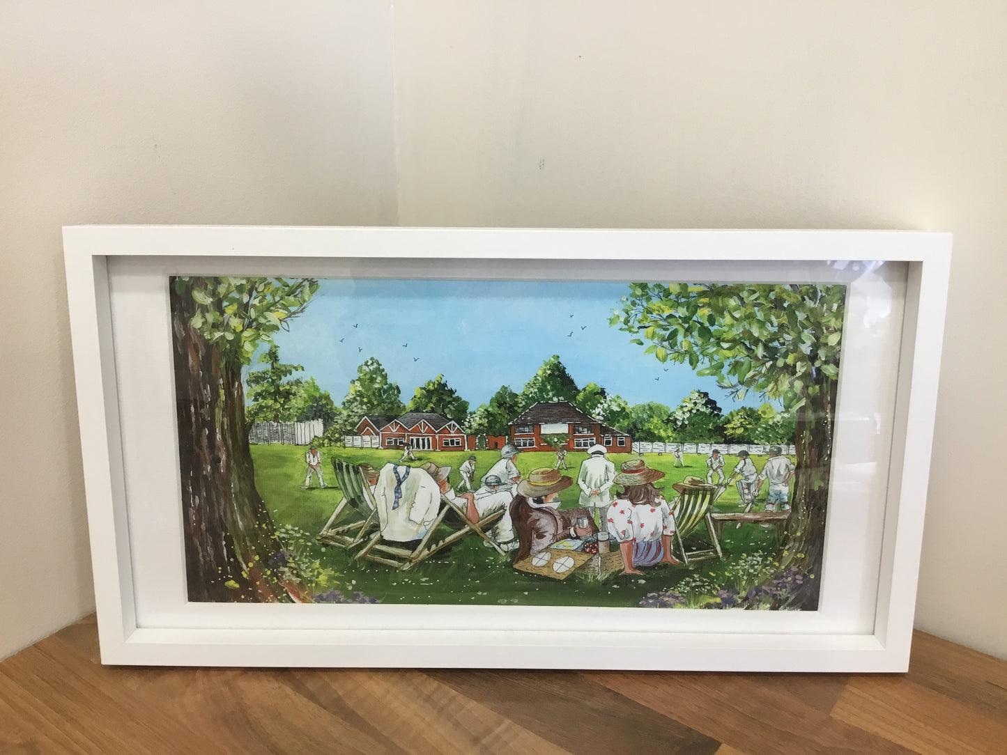 ‘Bowling a maiden Over’ painting by Diane Shores