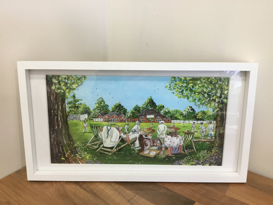 ‘Bowling a maiden Over’ painting by Diane Shores