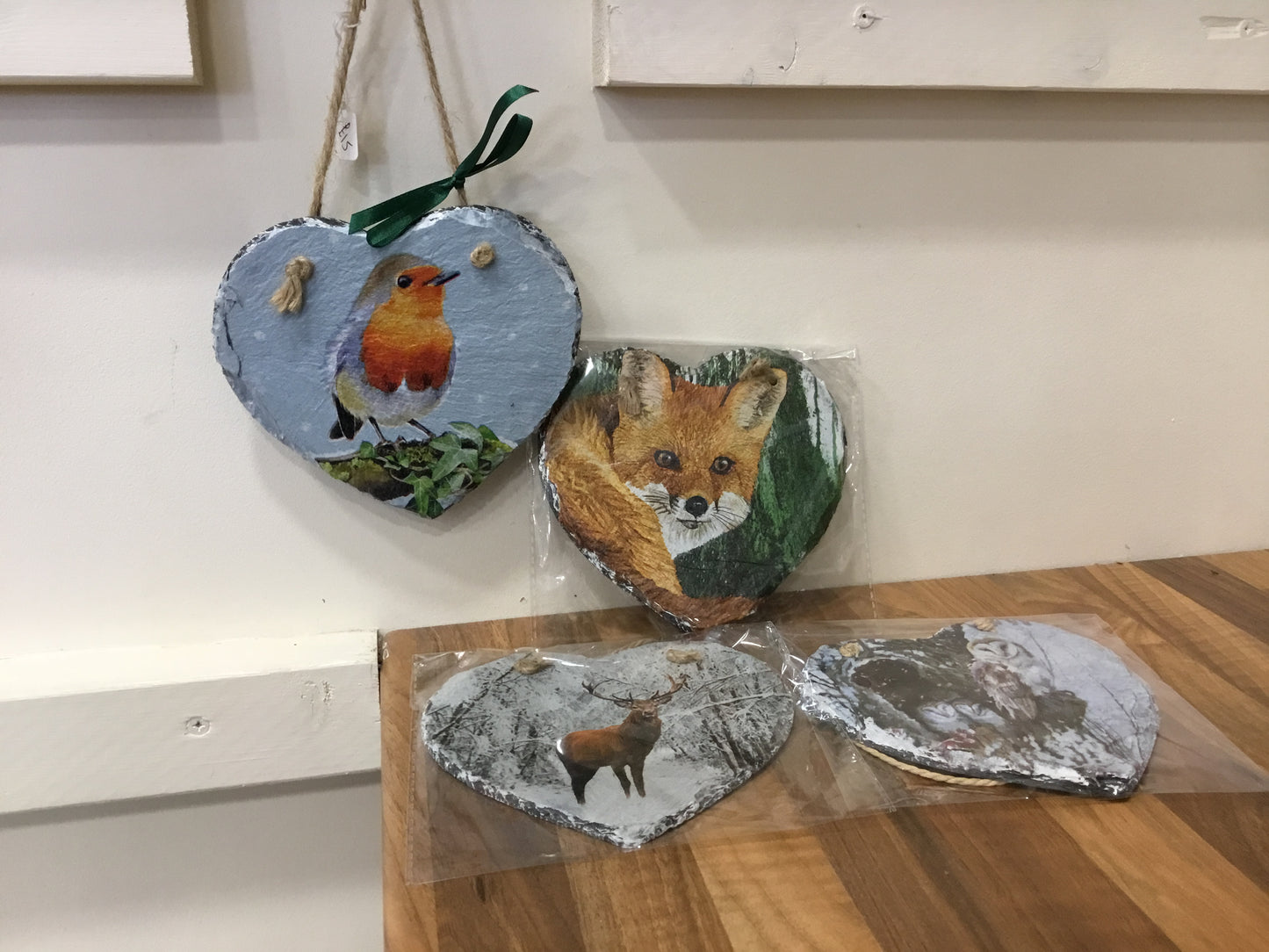 Slate hanging hearts