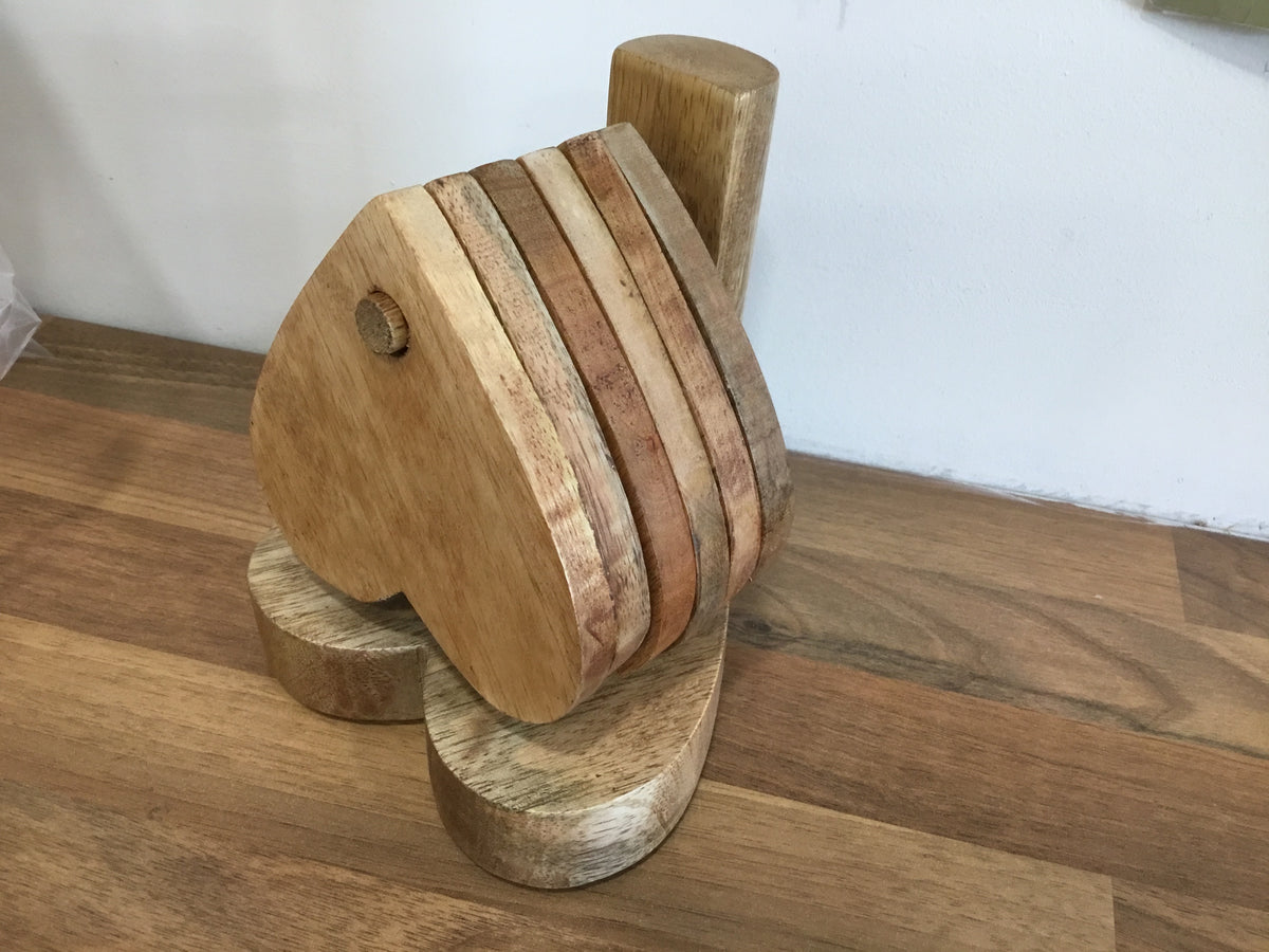 Set of 6 wooden heart coasters