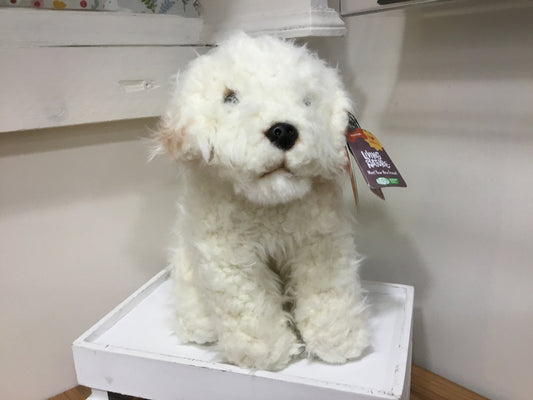Labradoodle and hedgehog soft toy