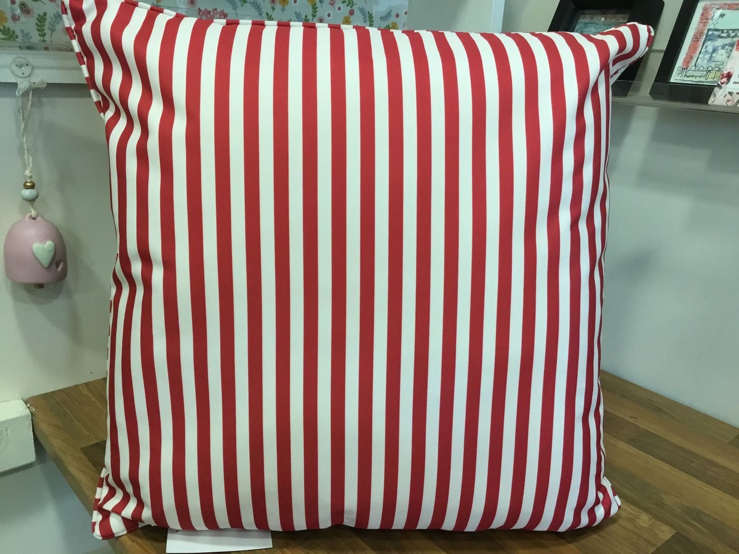 Candy striped / floral outdoor cushion