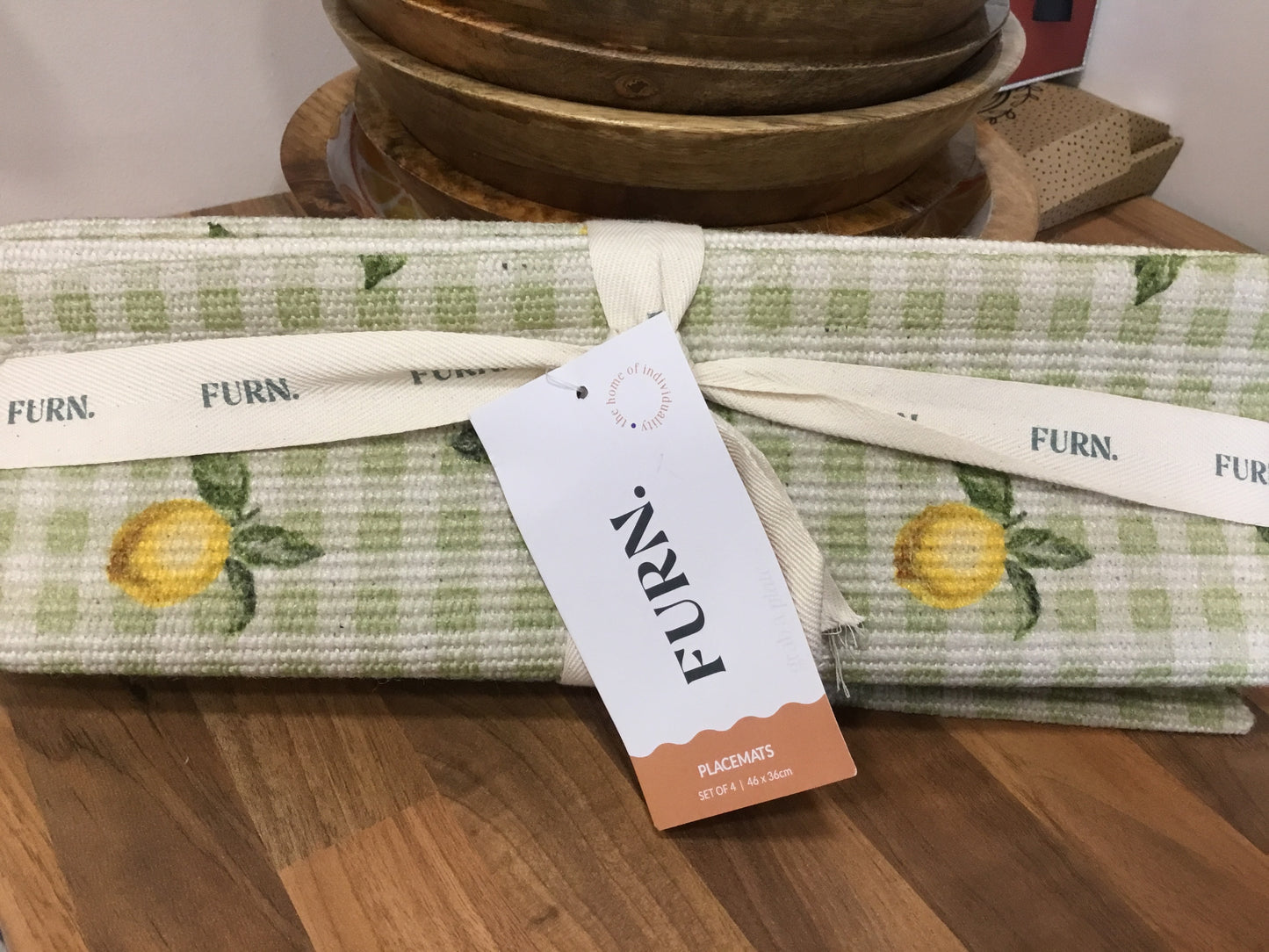 Lemon design fabric placemats - set of 4