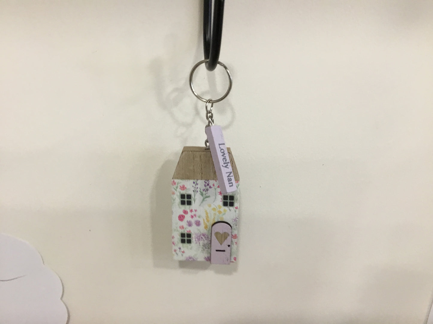 Wooden cottage keyring