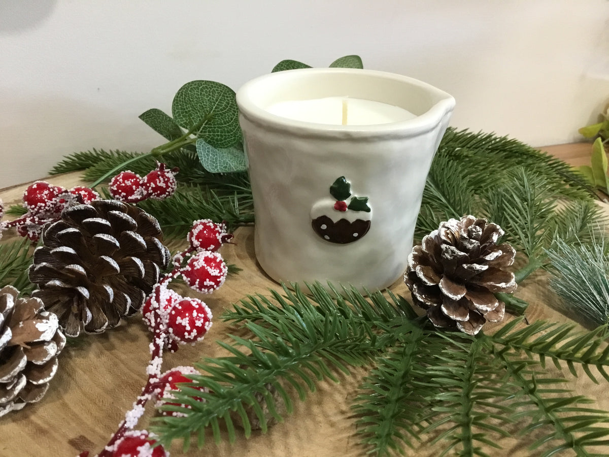 Christmas Pudding Ceramic Candle