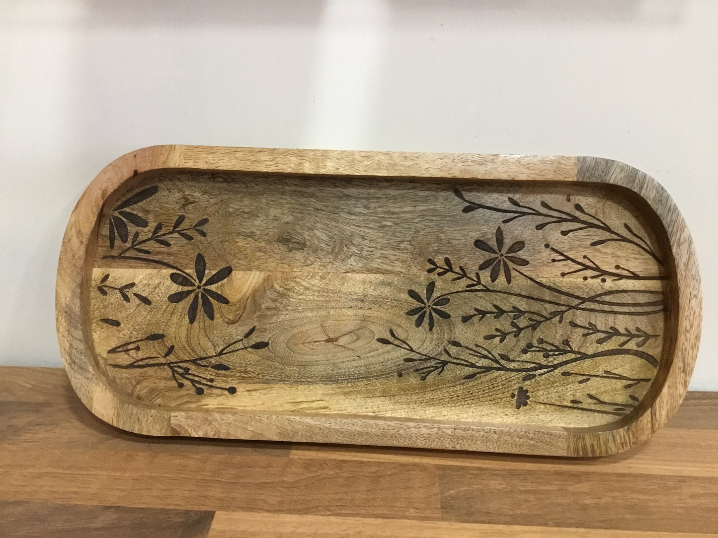 Wooden oval floral board/tray