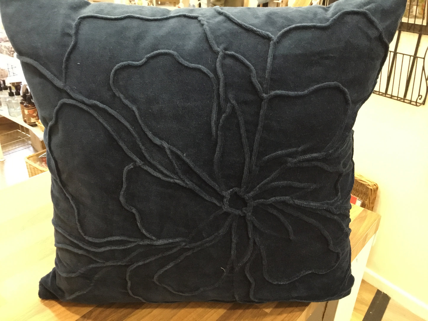 Floral design cushion - Navy Blue