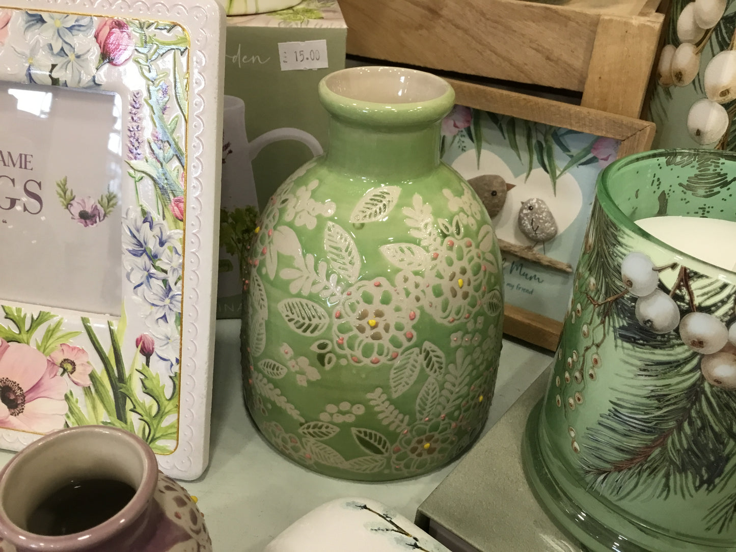 Large Ceramic Bud Vase - Green