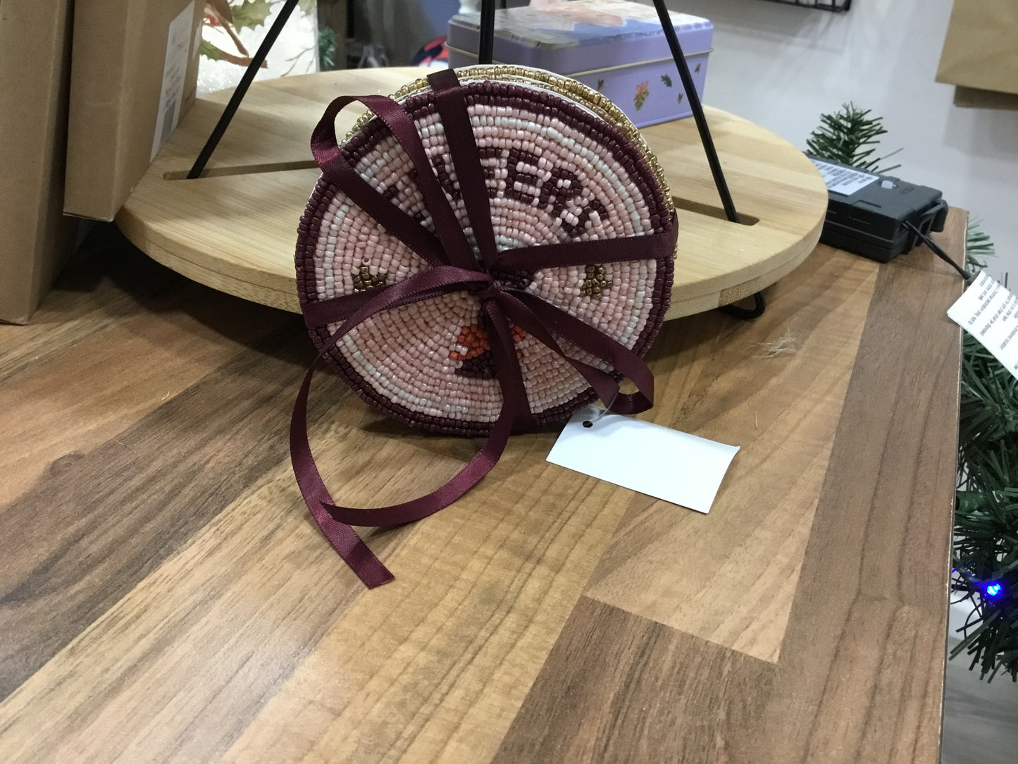 Beaded coasters.