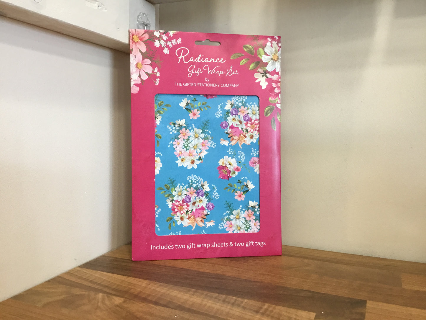 Radiance gift wrap. 2 sheets and 2 tags