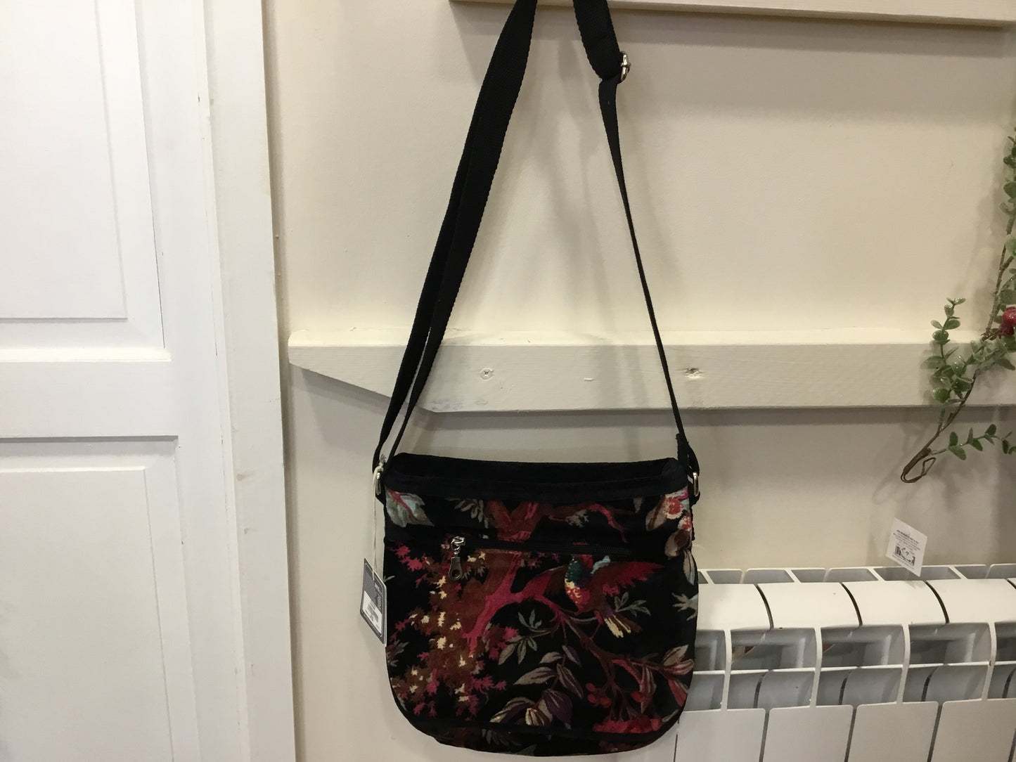 Black velvet messenger bag. By Earth squared