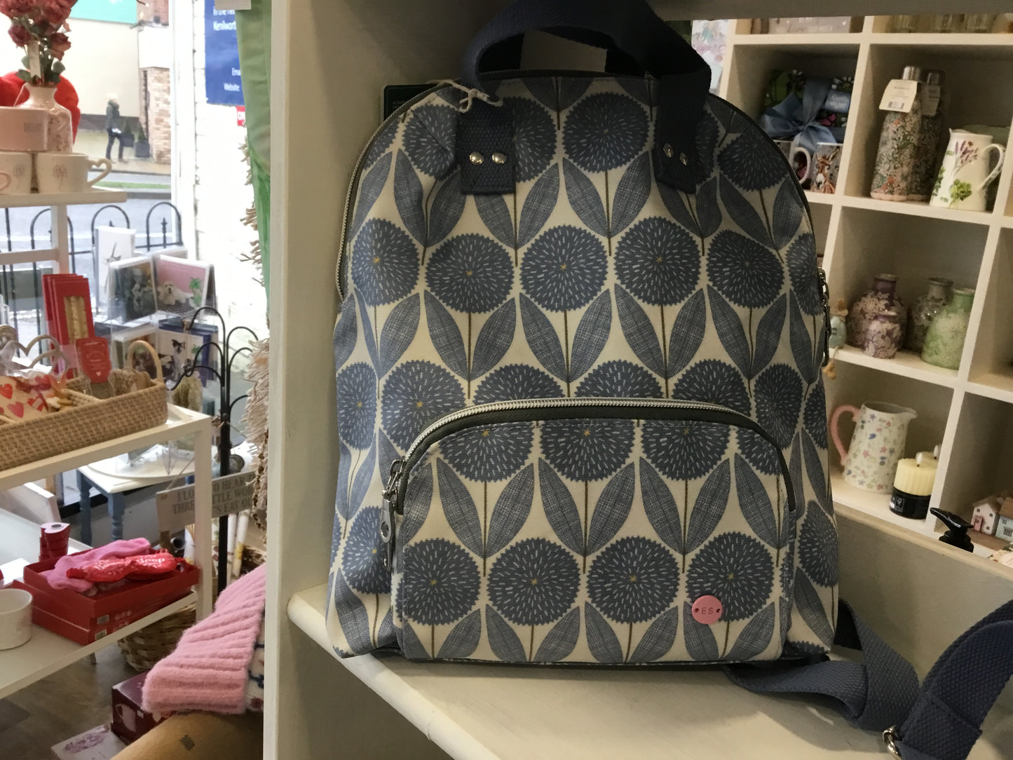 Blue flower Oil Cloth Backpack by Earth Squared