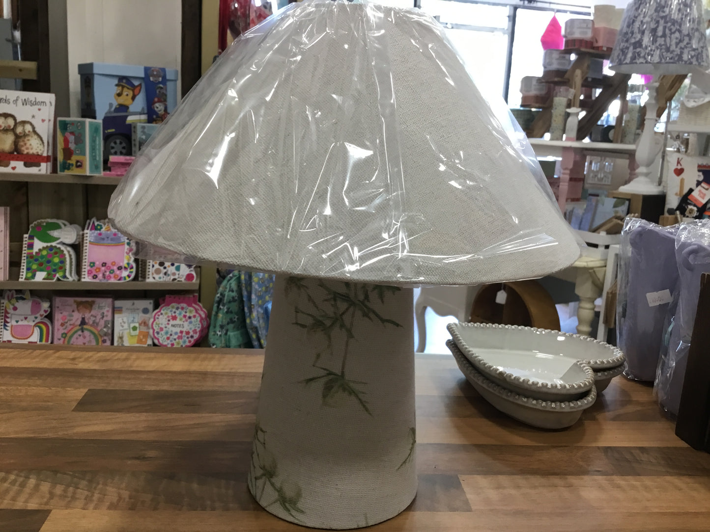 Fabric green patterned lamp