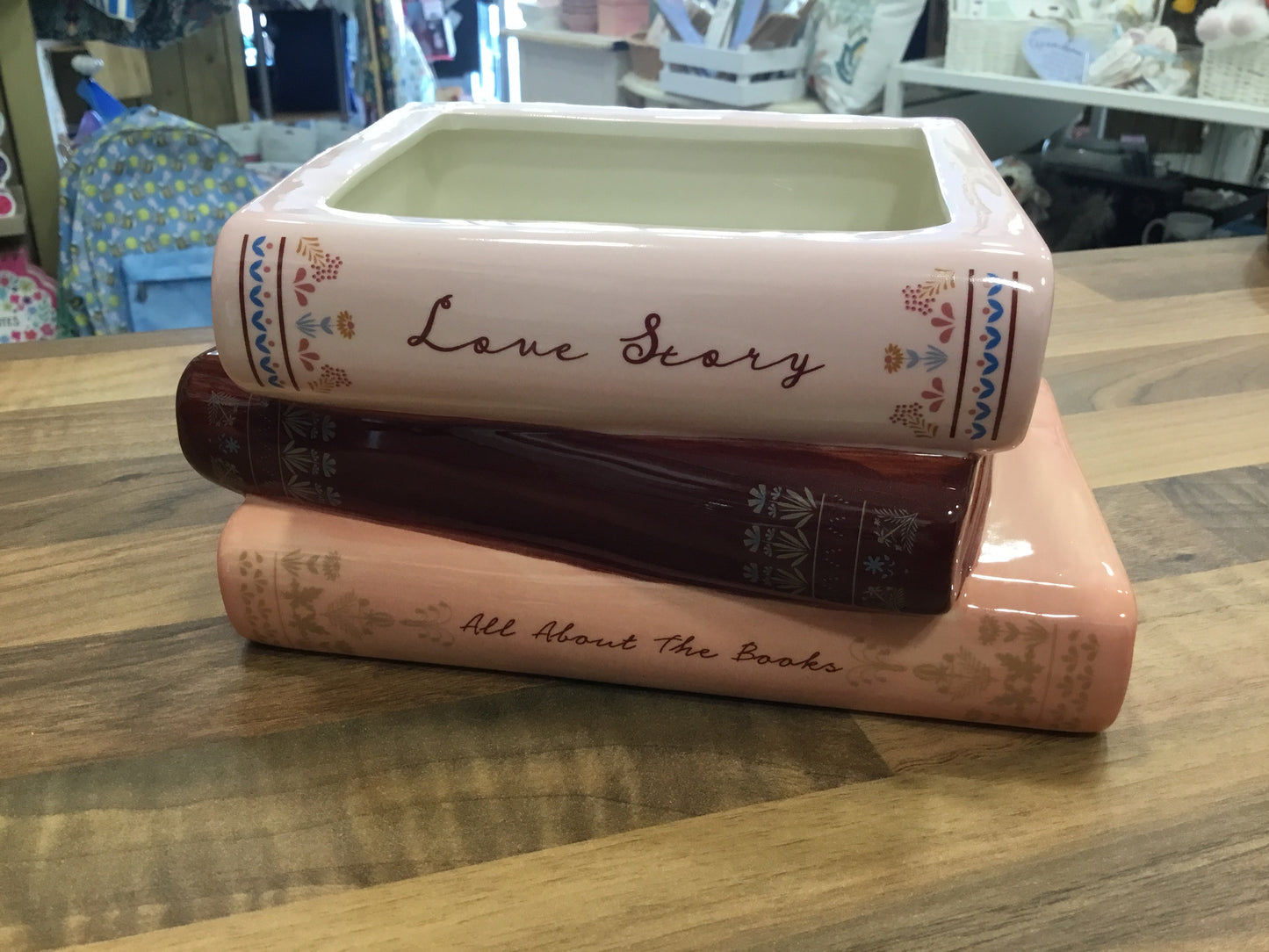 Ceramic book planter, pen pot