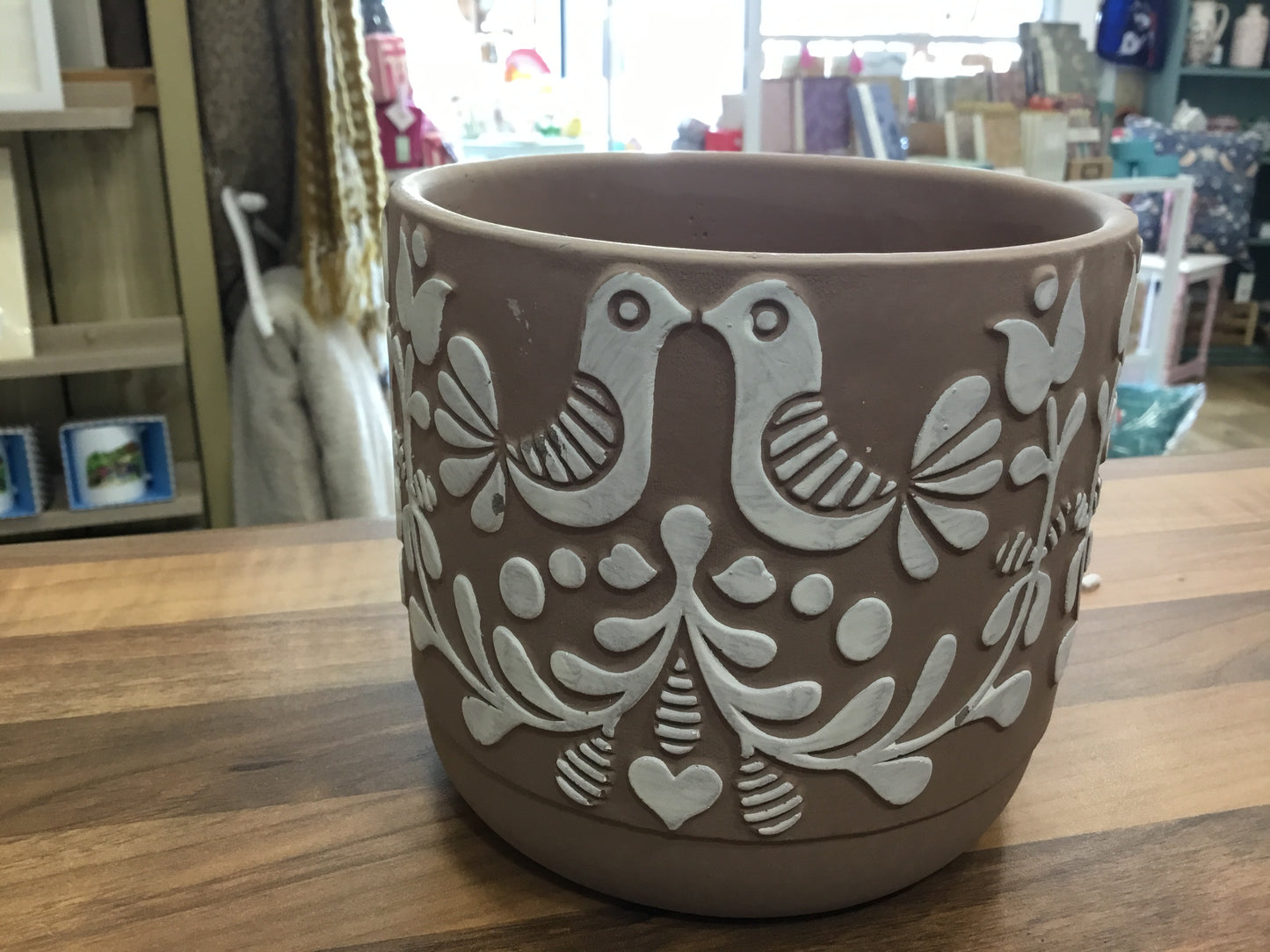Folk Art Bird planter