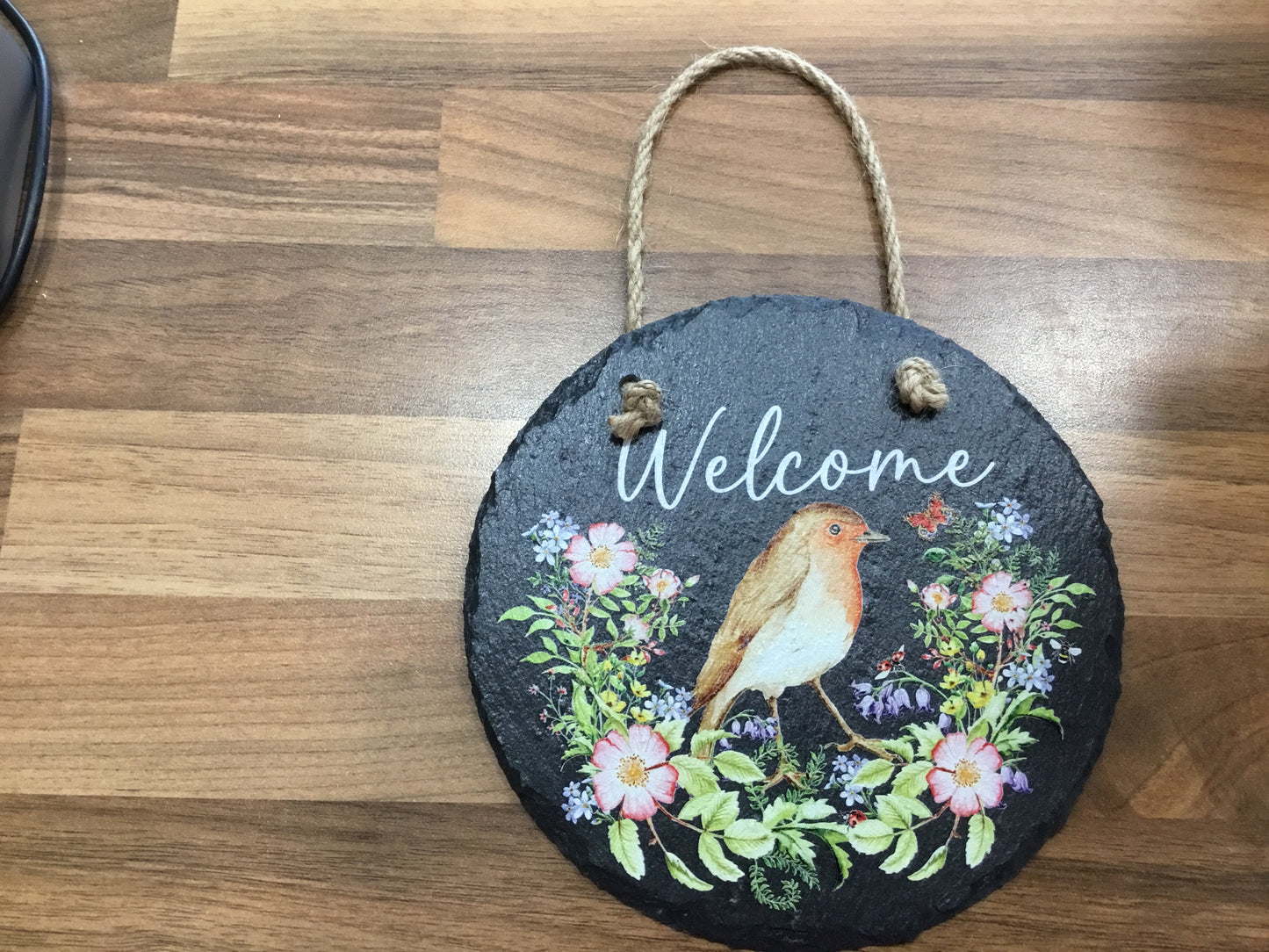 Slate round robin welcome plaque