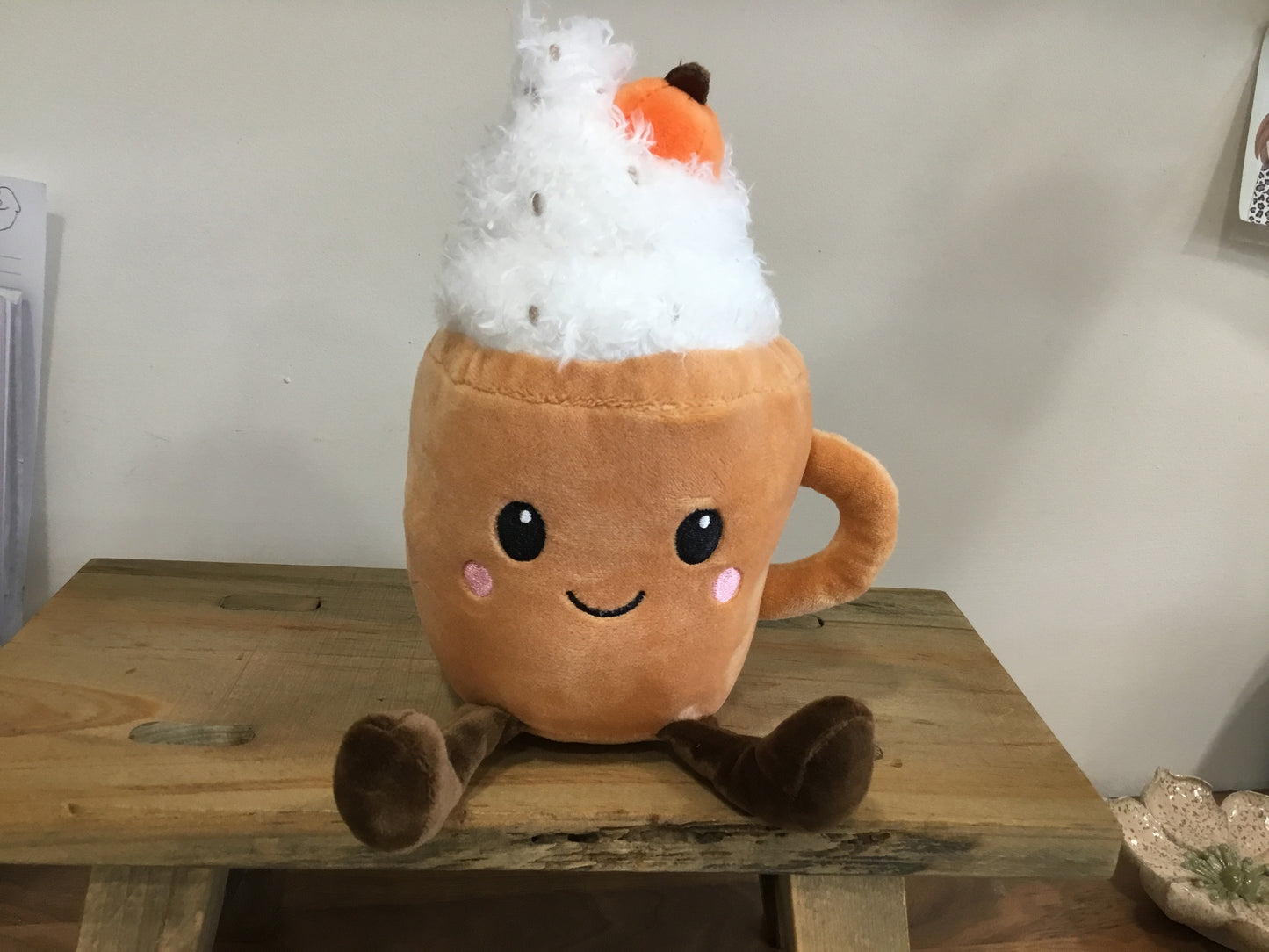 Beanie sitting pumpkin latte