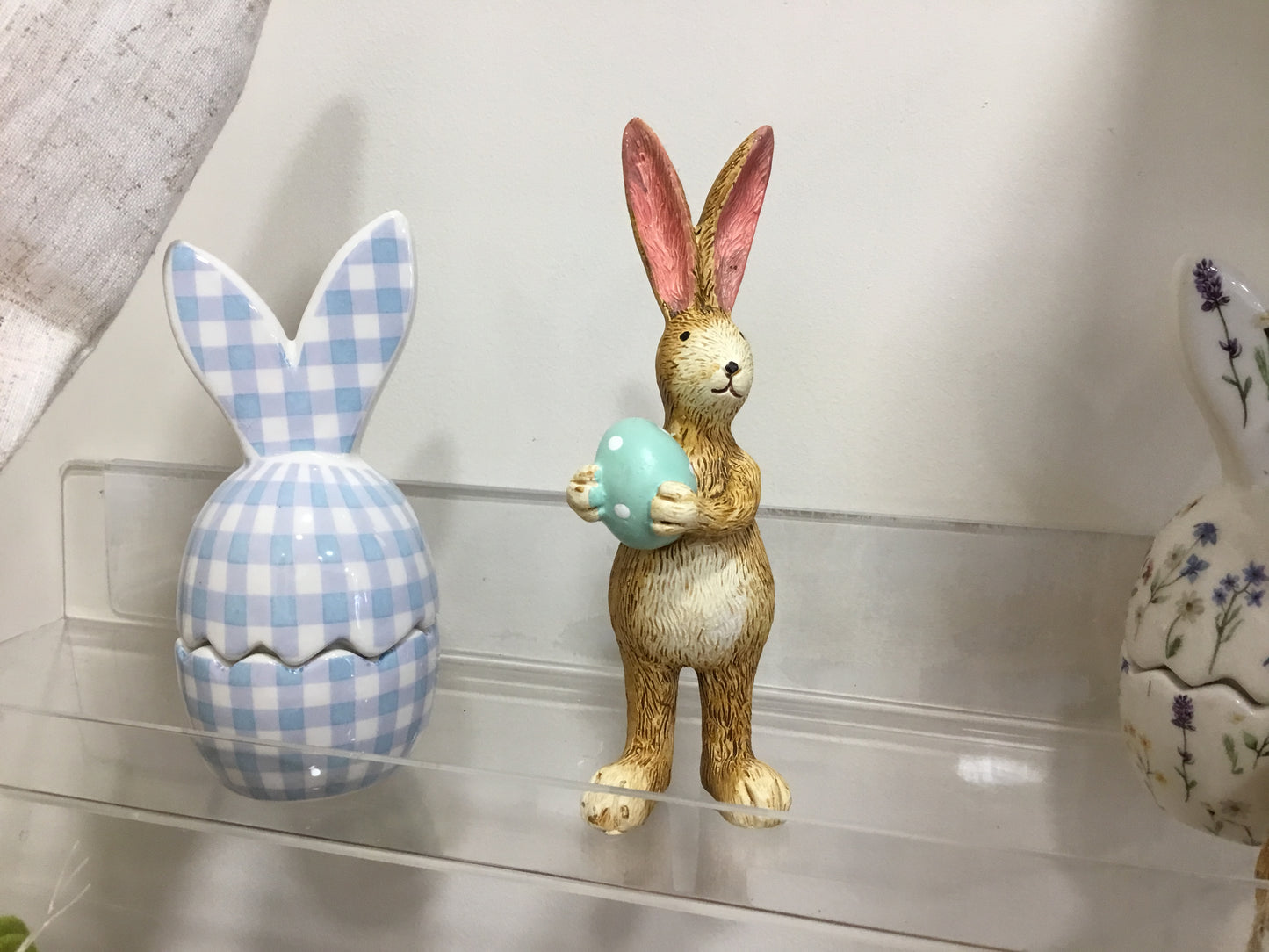 Rabbit standing with green egg