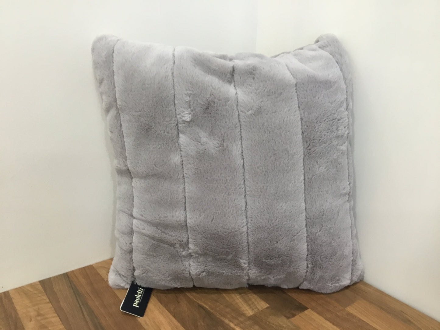Light grey fur cushion