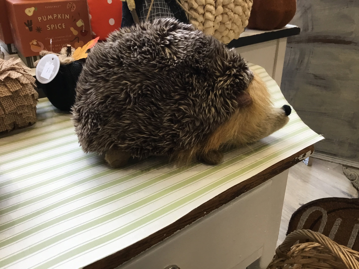 Labradoodle and hedgehog soft toy