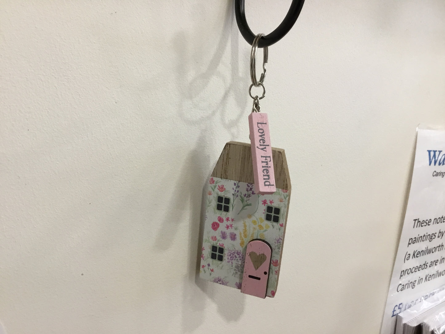 Wooden cottage keyring