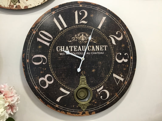Large black and white wall clock