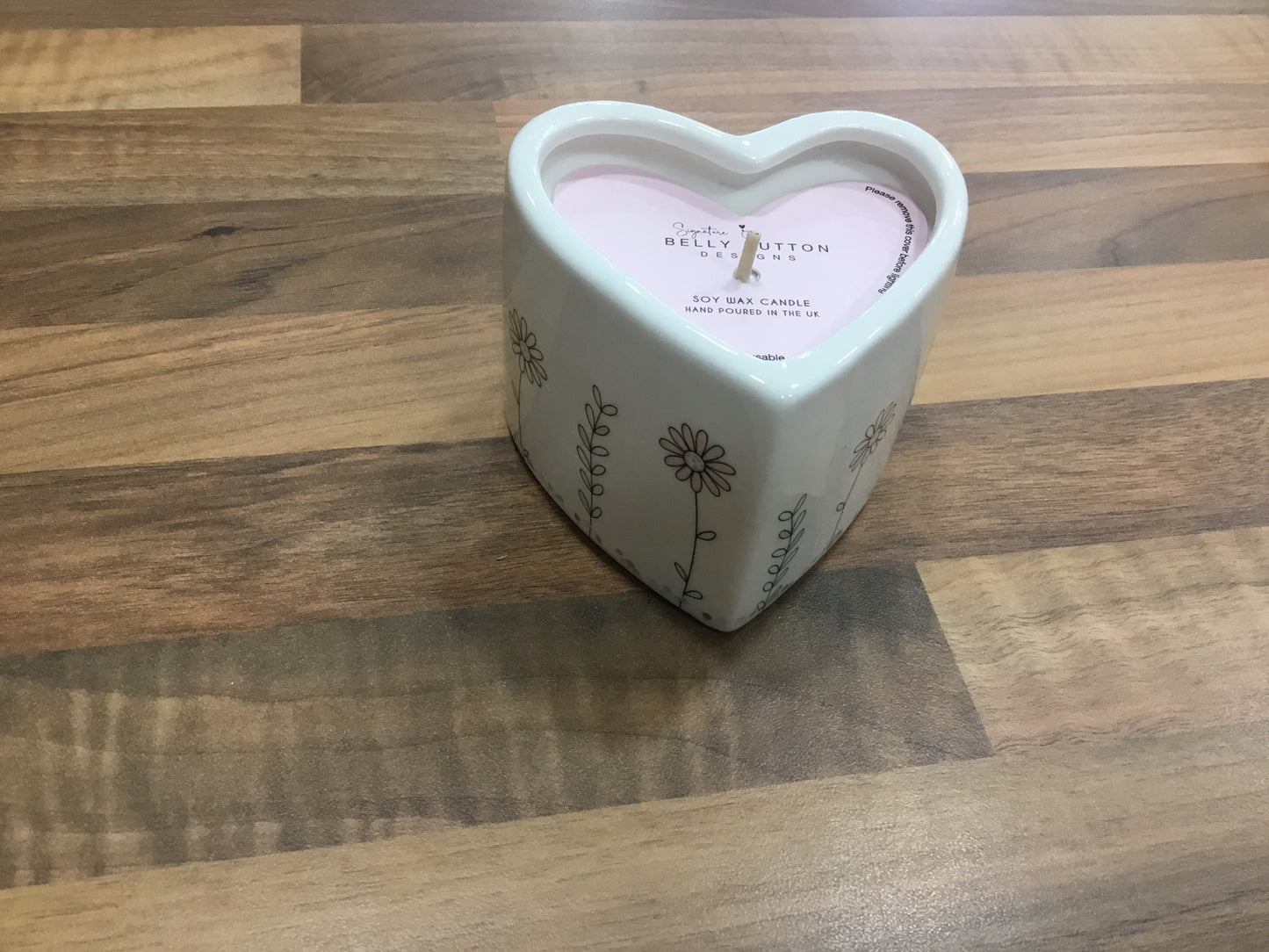Heart Candle with wildflower design
