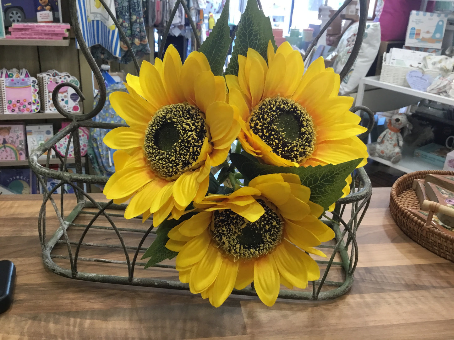 Bunch of faux sunflowers
