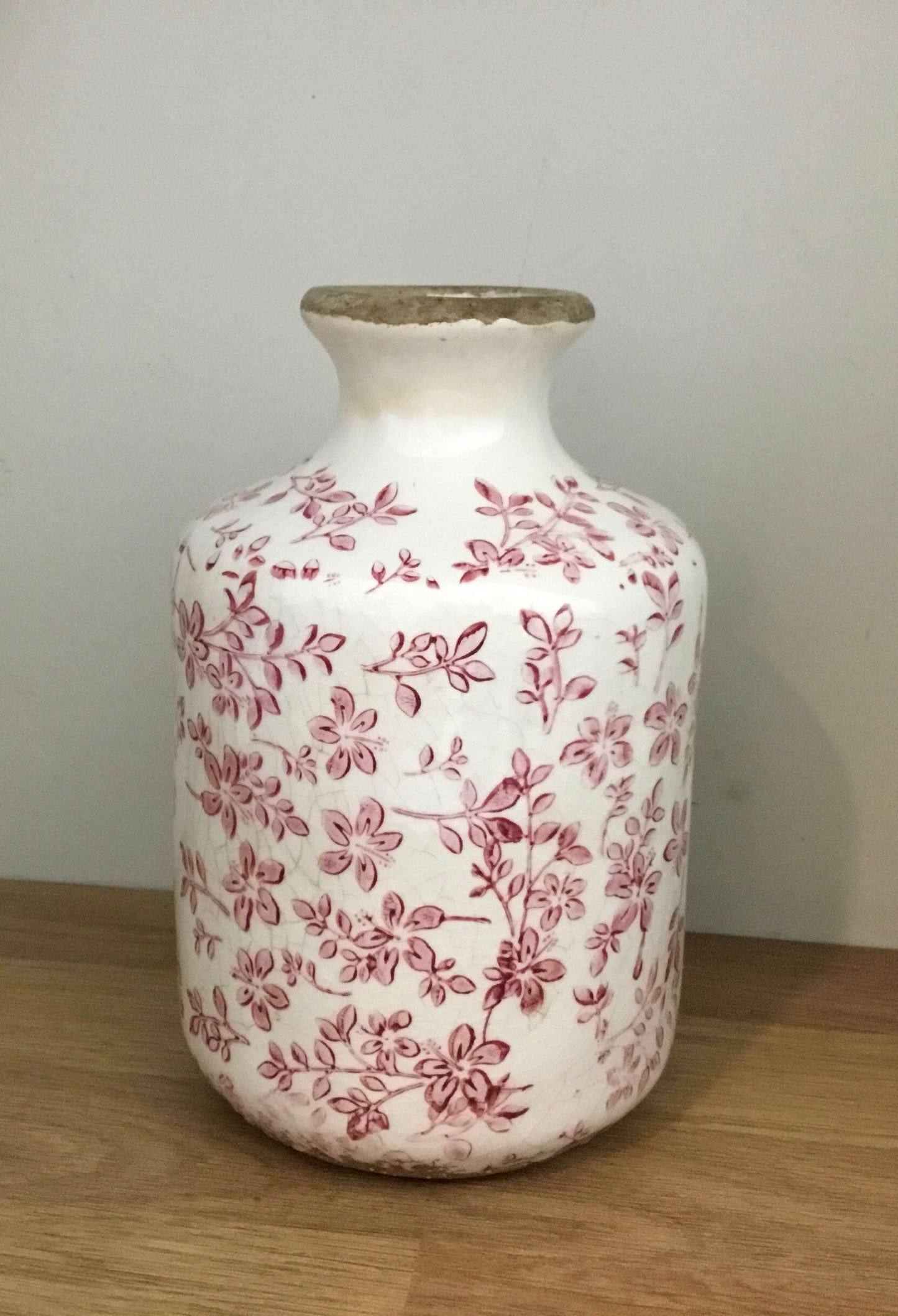 Vintage pink floral vase - small