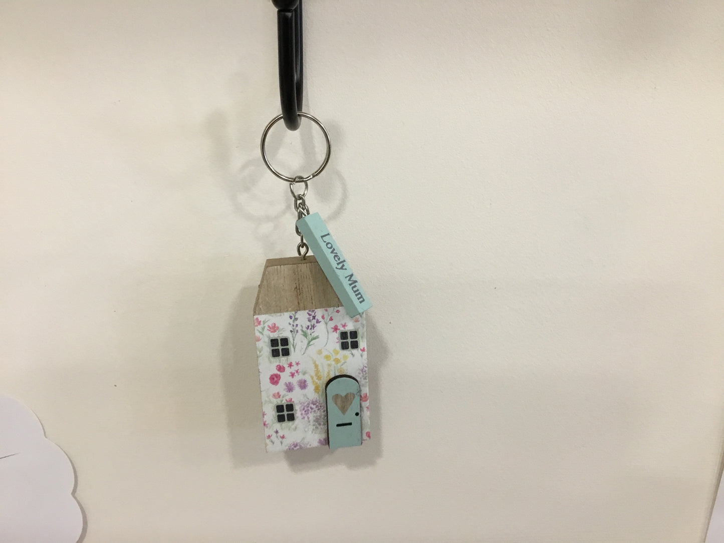 Wooden cottage keyring