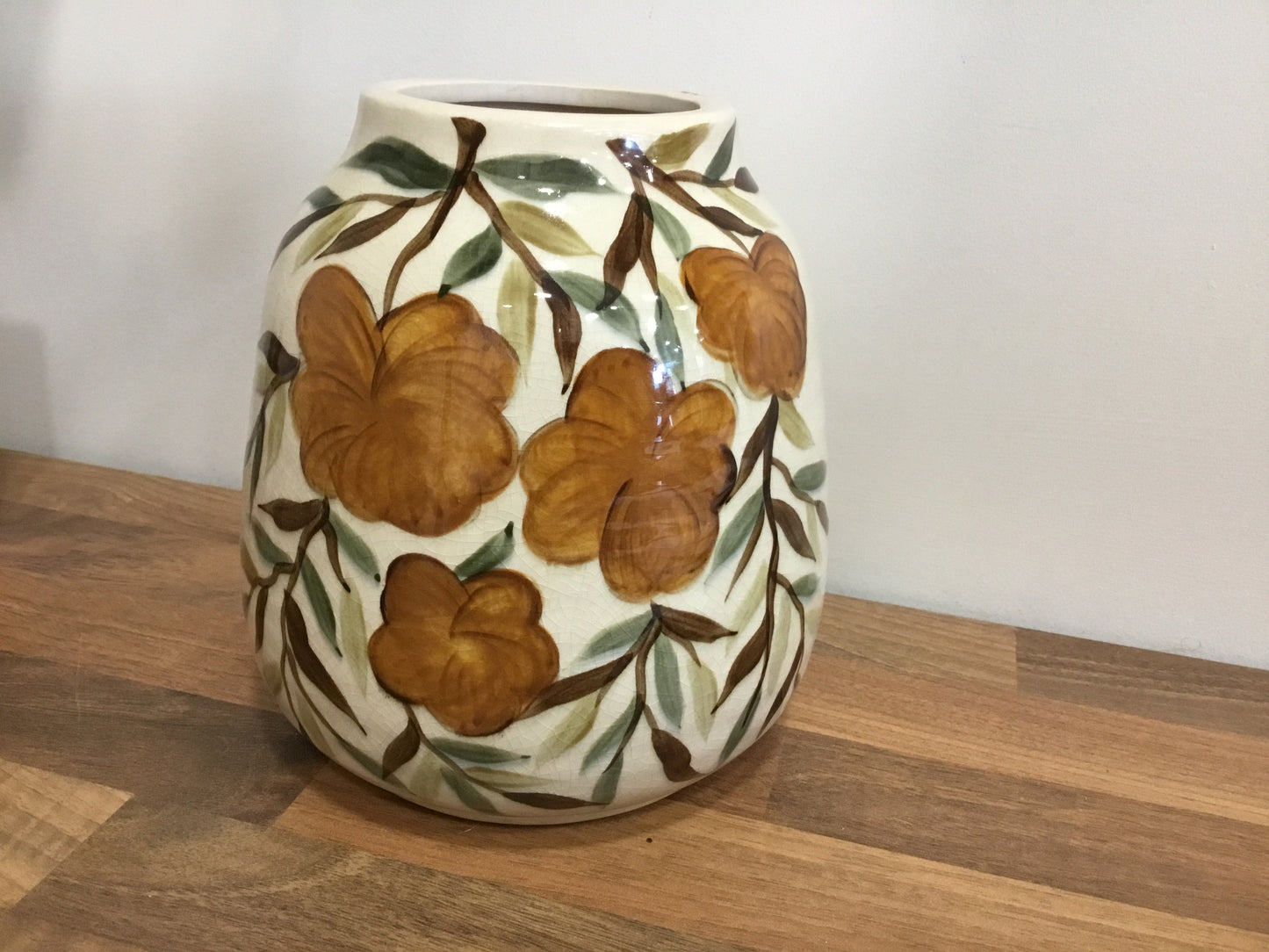 Hand painted burnt orange vase