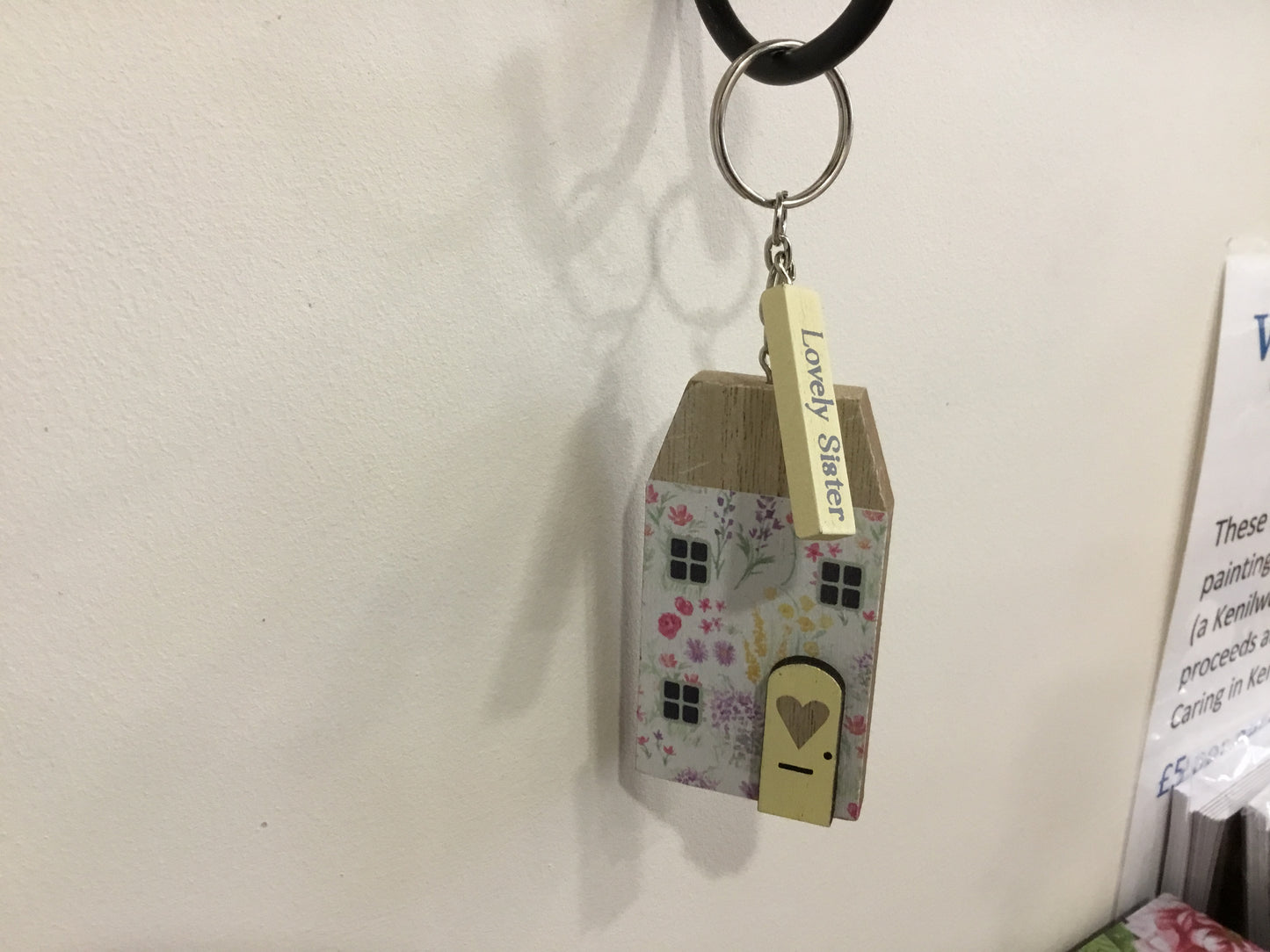Wooden cottage keyring