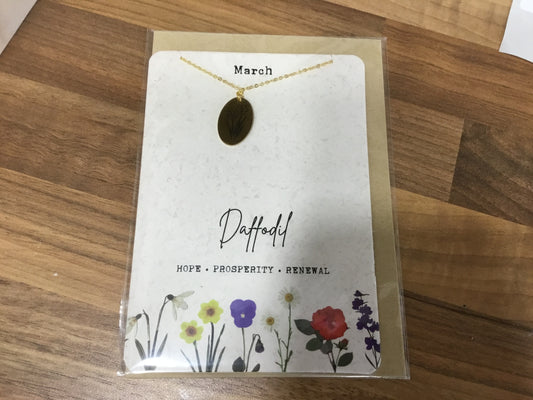 Birth flower card and necklace