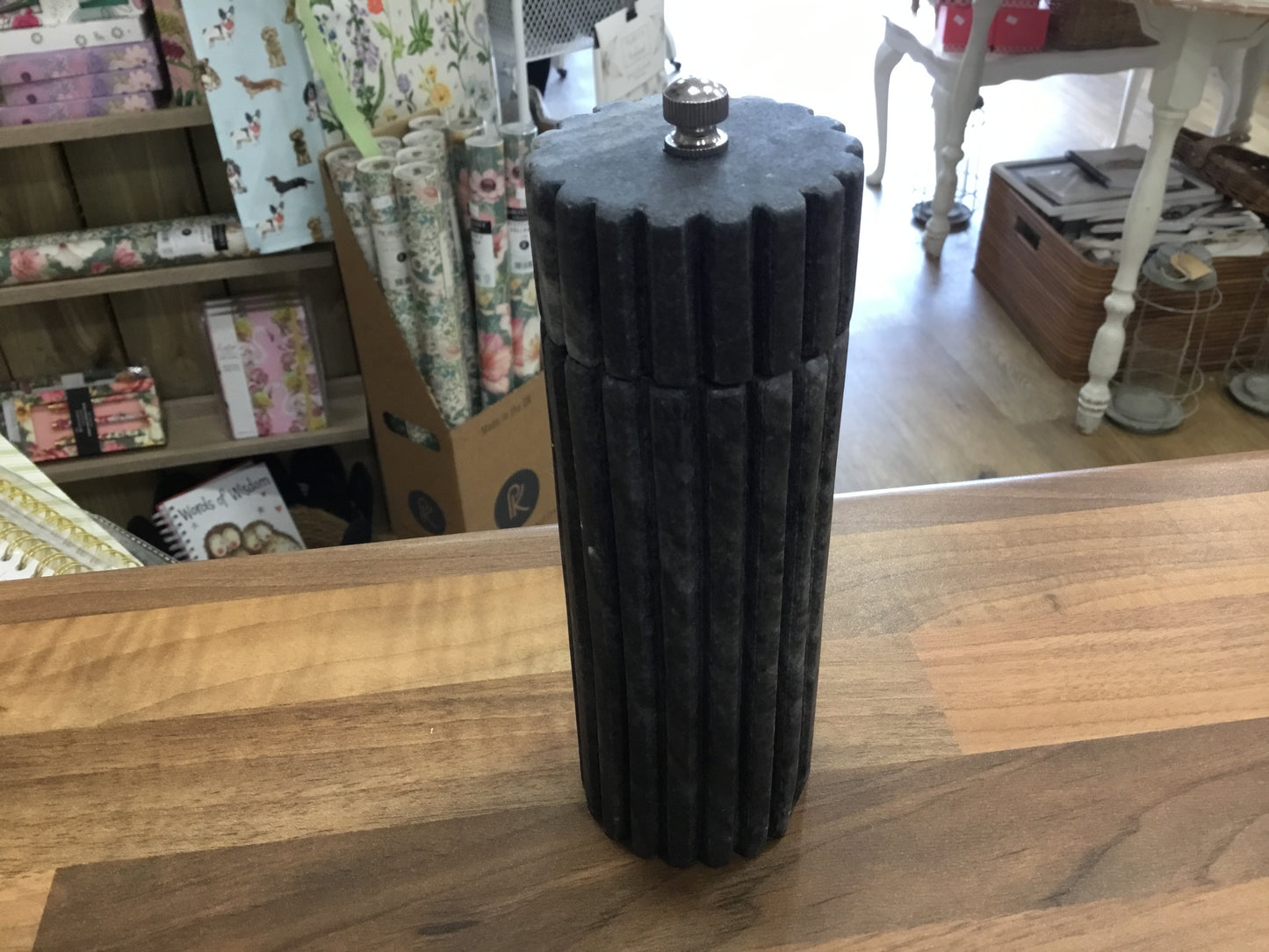 Black marble grinder for salt or pepper