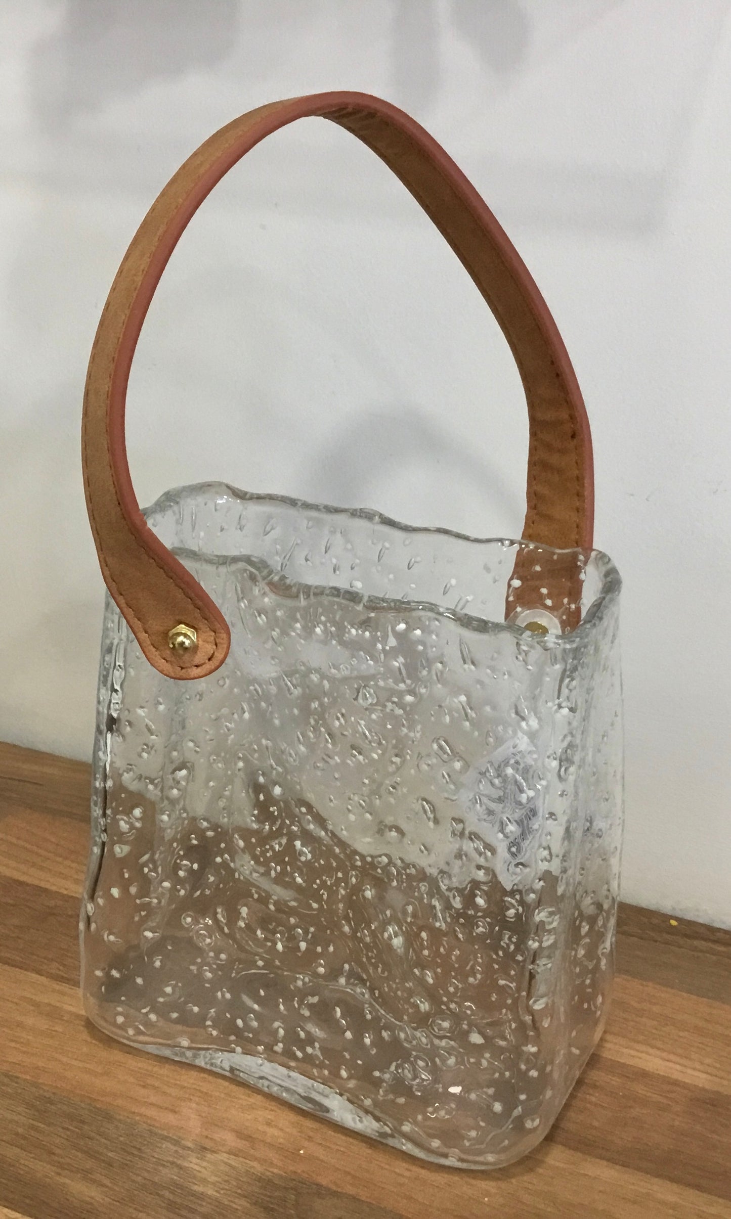 Glass handbag style vase
