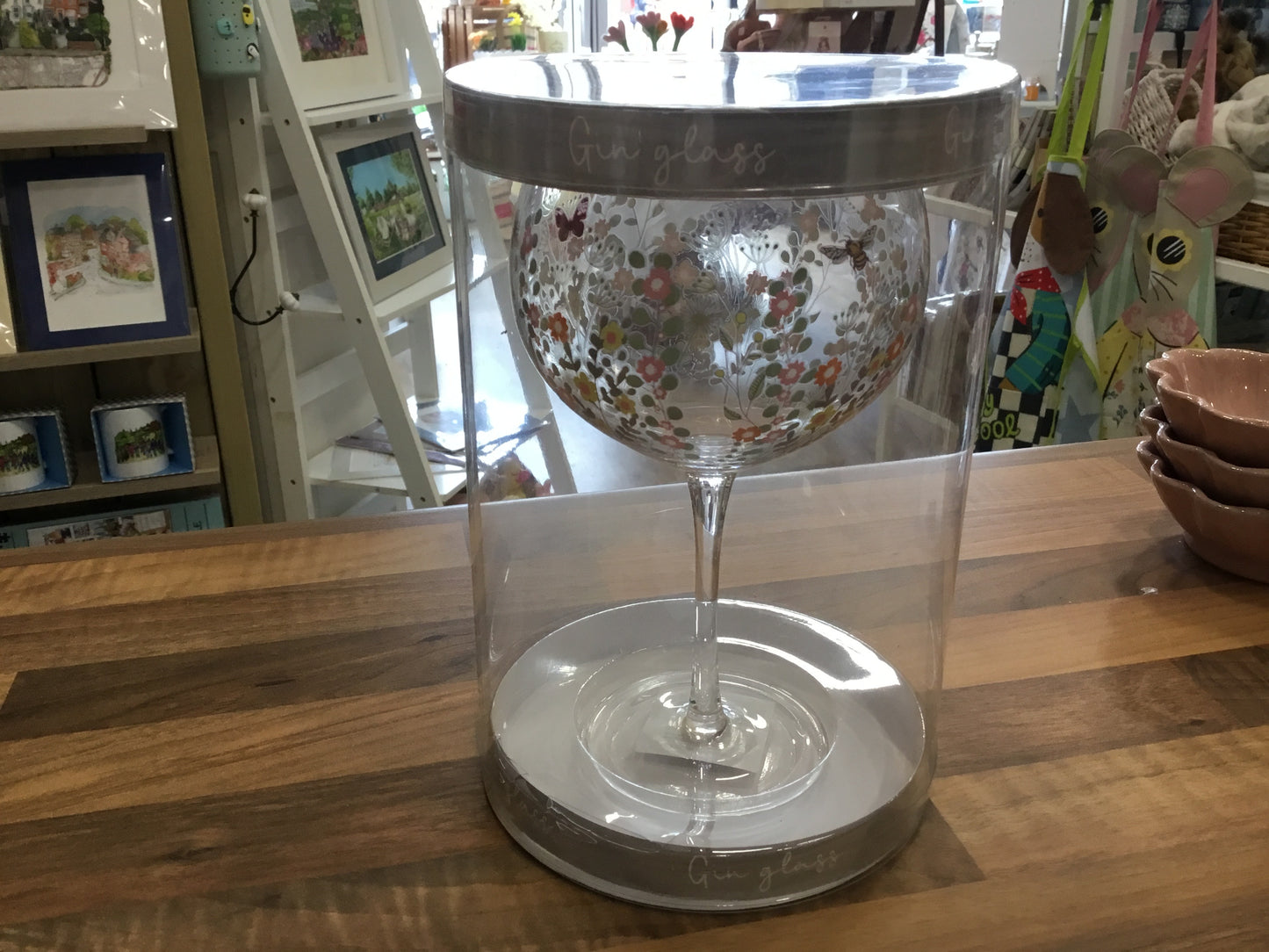 Floral bee gin glass