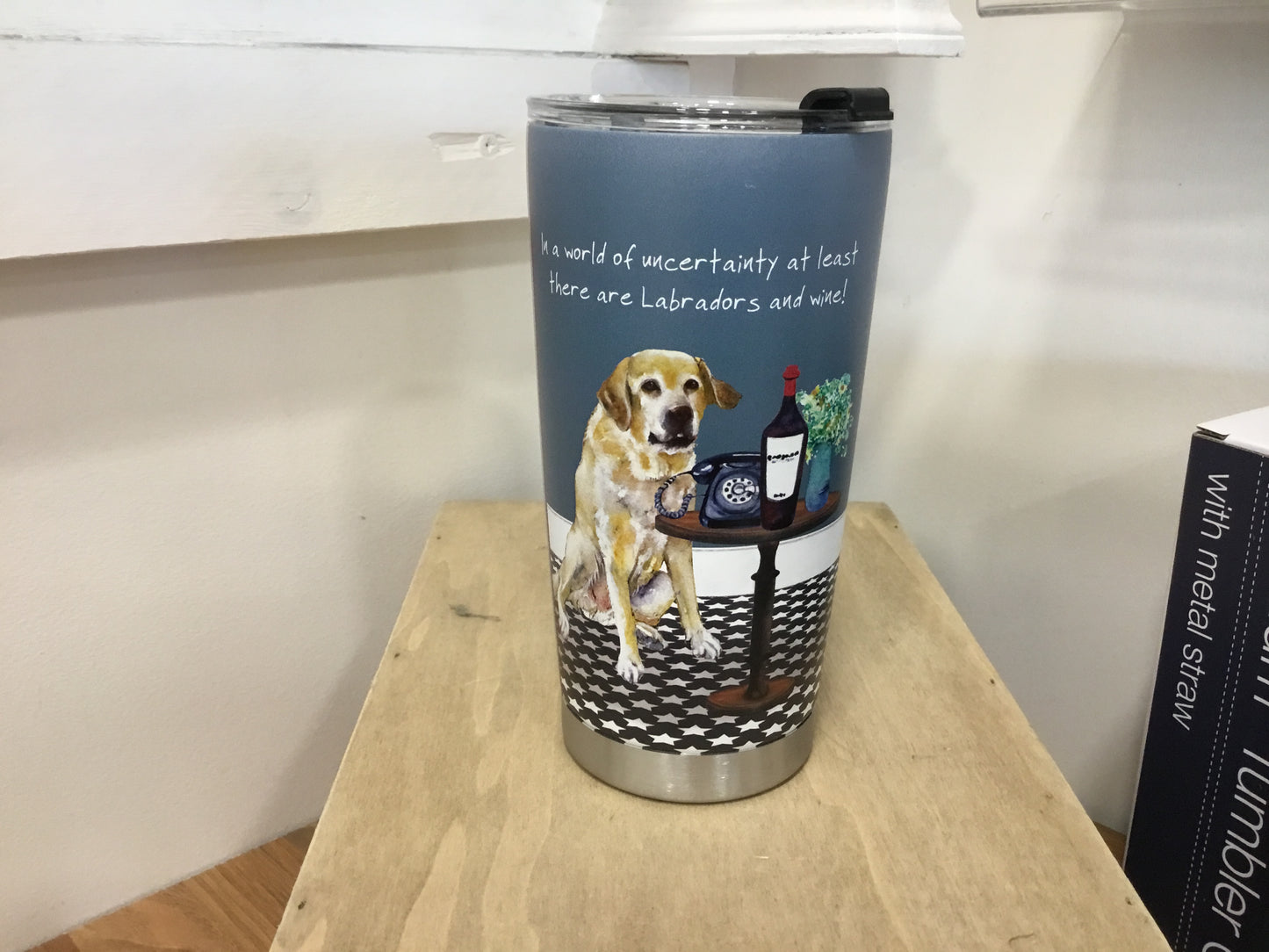 Vacuum Tumbler cup with metal straw by The Little Dog Laughed