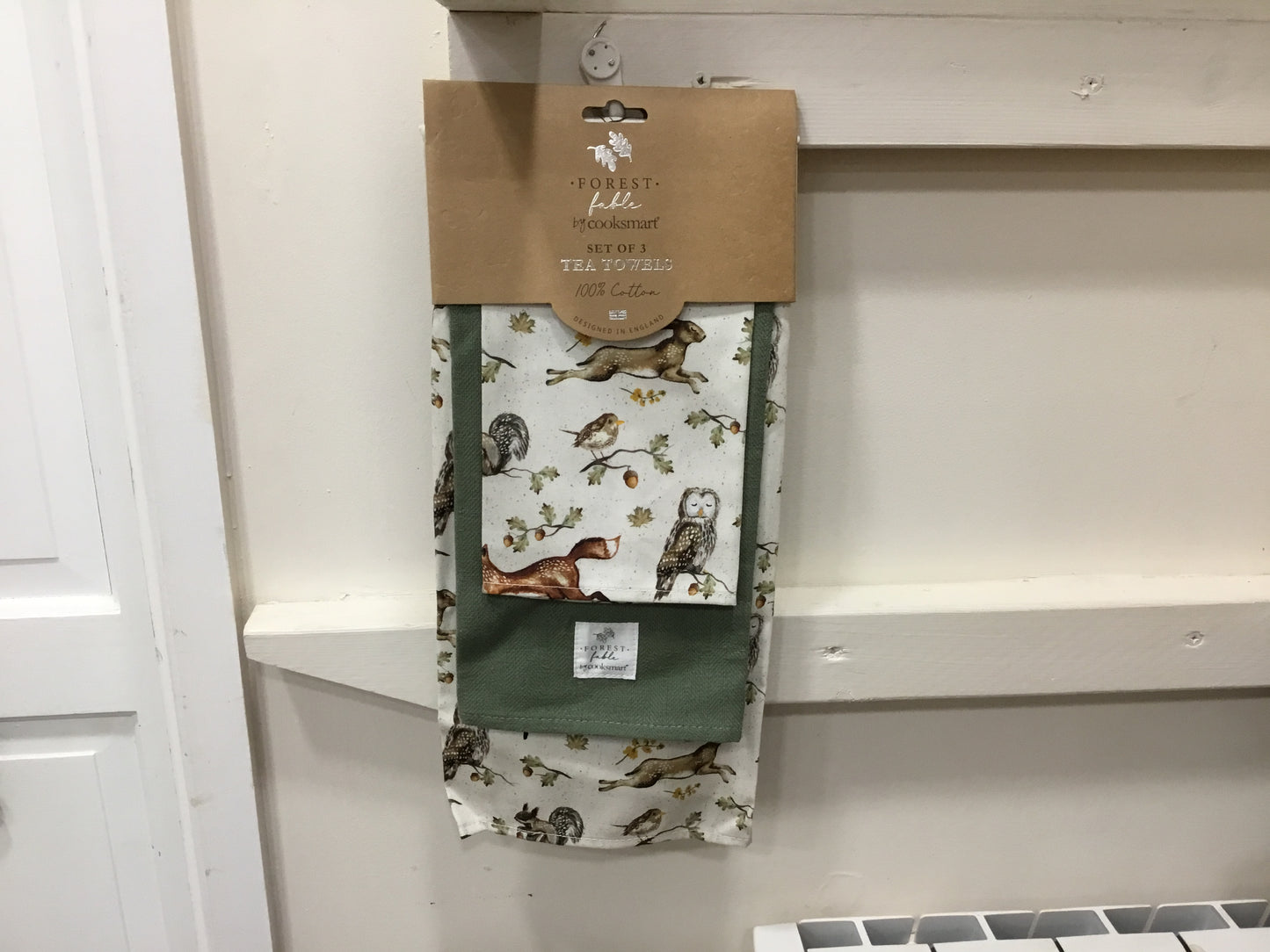 Pack of 3 tea towels. Forest fable design