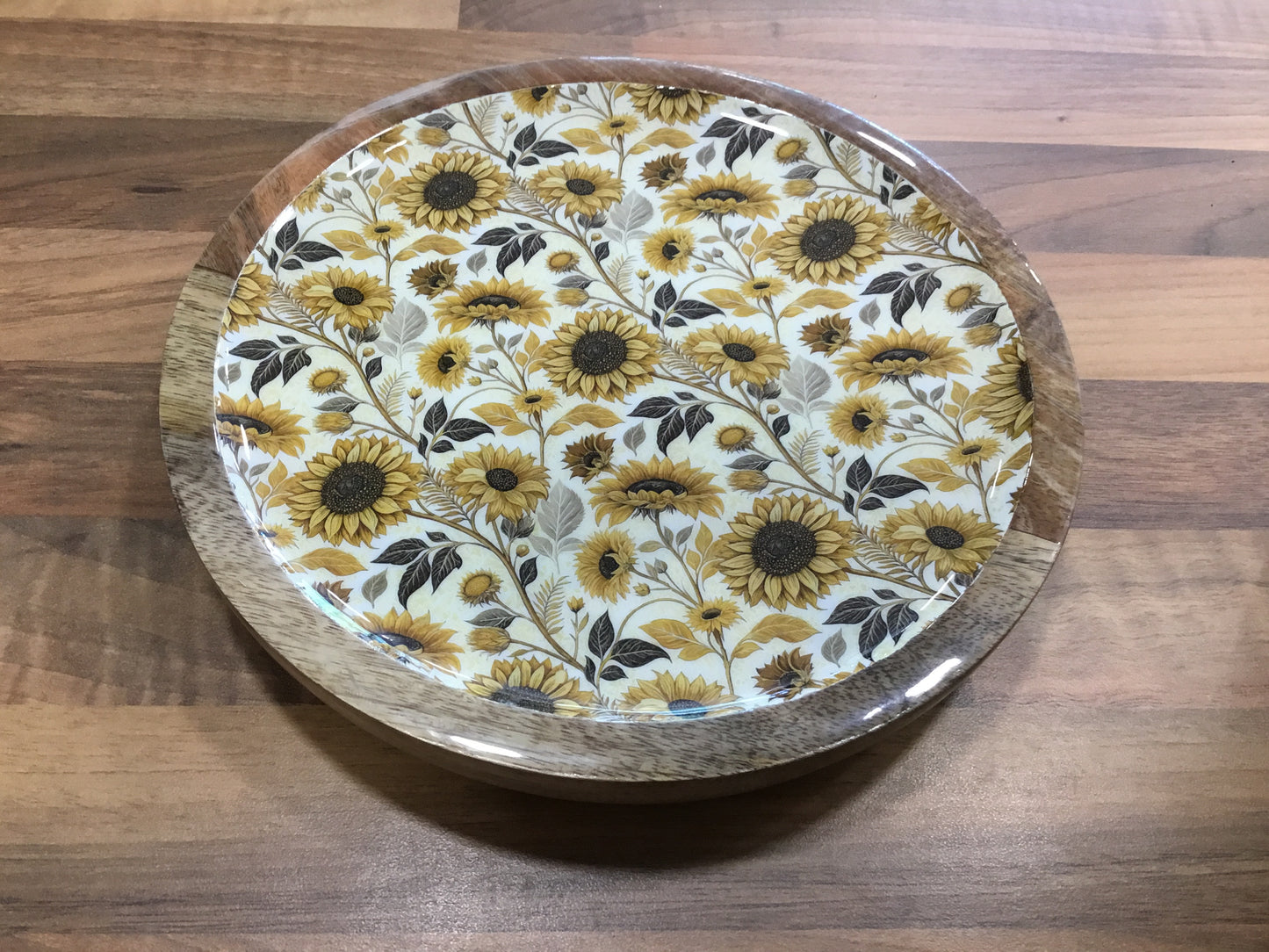 Mango wood sunflower design plate