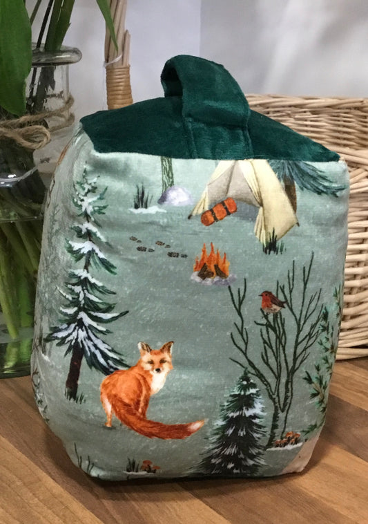 Foxy green velvet doorstop